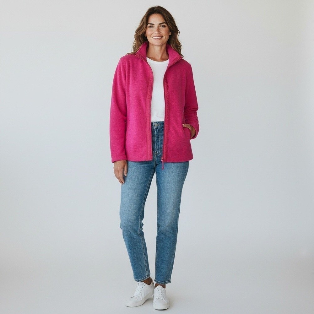 Coldwater Creek Magenta Pink Full Zip Fleece Jacket Mock Neck Womens Plus 3X